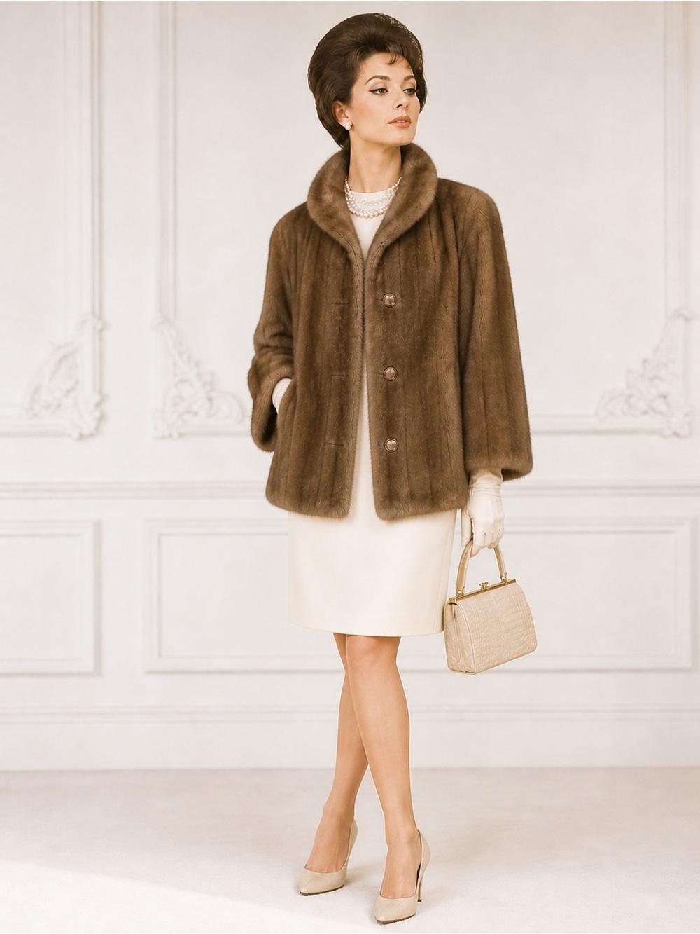 MINCARA Pure Mink Fur Russel Taylor Button Up Coat Jacket